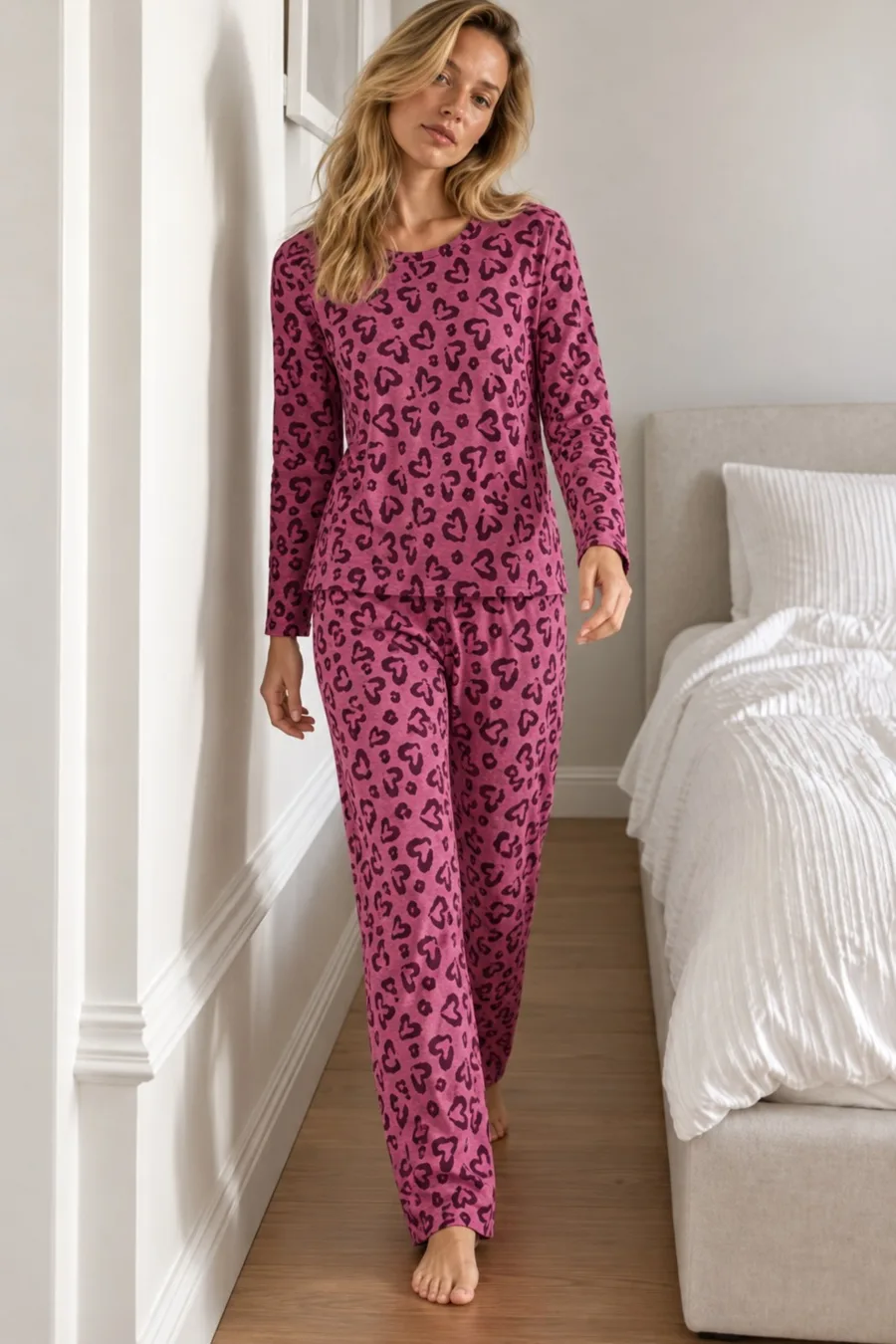 Kadın Çizgili Comfort Fit Lila Pijama Takımı