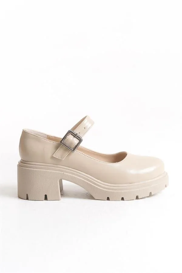 Kadın Casual Loafer Tabanlı Gündüz Ayakkabı Ayakkabı Tokalı Kırışık Rugan Yüksek