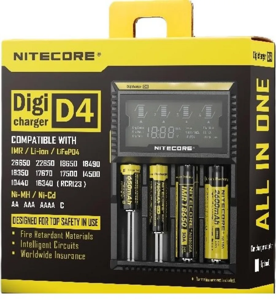 Nitecore D4 Digi Charger Li-ion / NI-CD / NI-MH / LifePO4 Dijital Pil Şarj