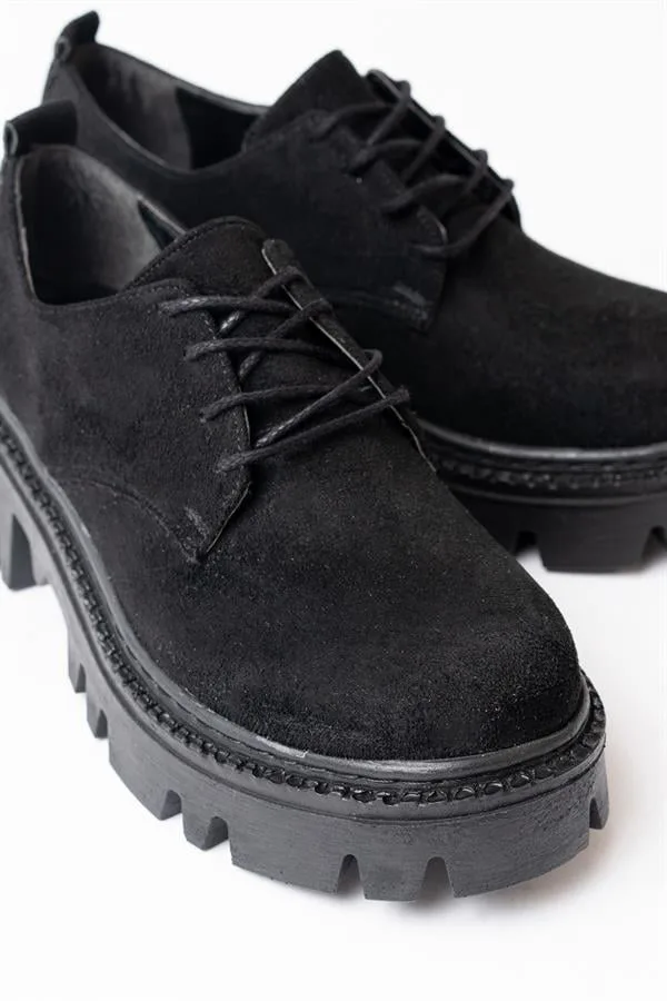 Kadın Casual Loafer Günlük Tabanlı Bağcıklı Ayakkabı Ayakkabı Süet Yüksek