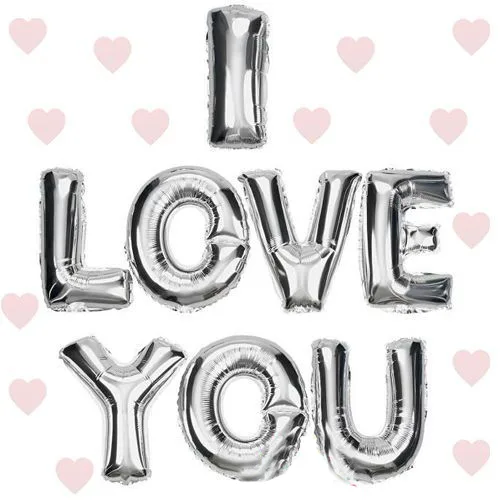 I Love You Folyo Bn Gümüş Renk 35 CM