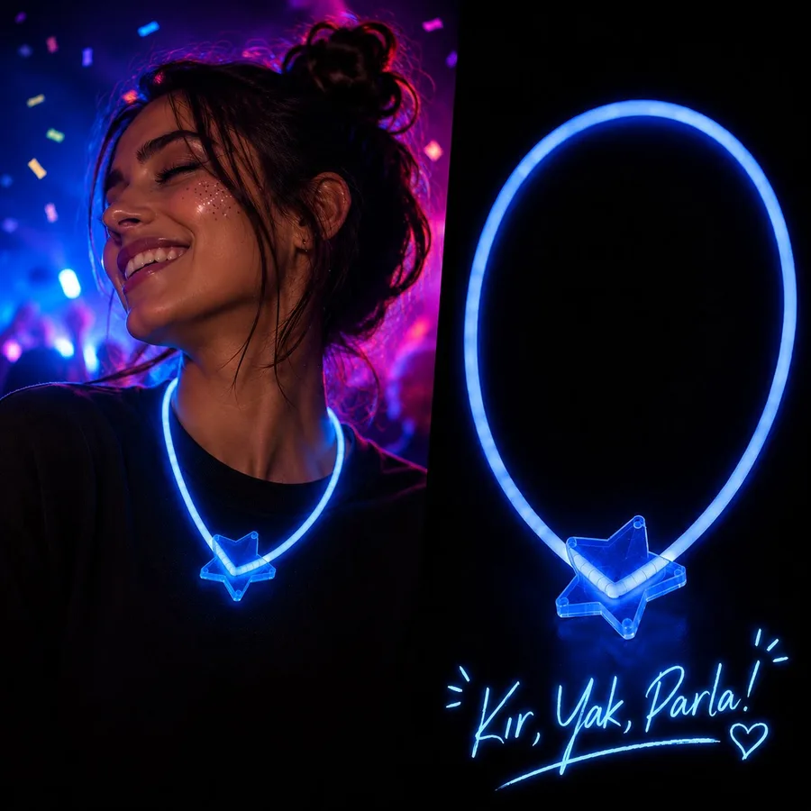 Fosforlu Yıldız Parti Kolyesi – Neon Işıklı Kolye Mi Renk