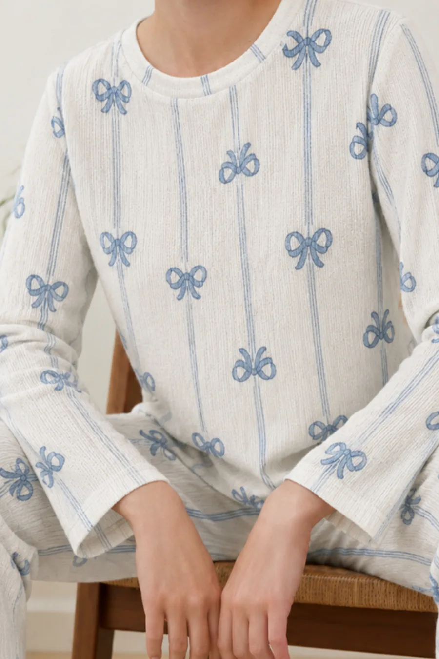 Kadın Desenli Nefes Alan Ekru Pijama Takımı 4690