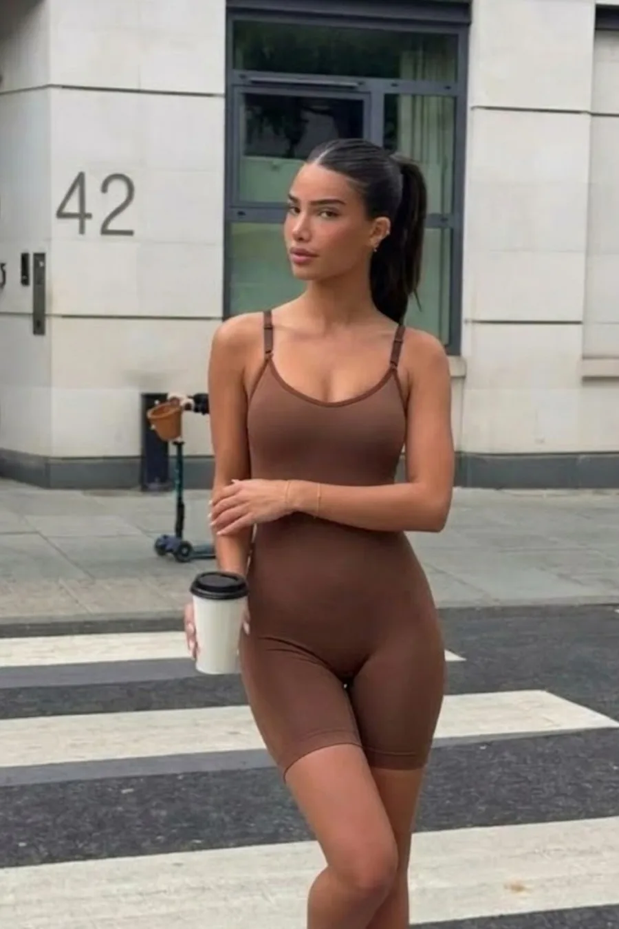 Kadın Sıkılaştırıcı Kahverengi Casual Esnek Body