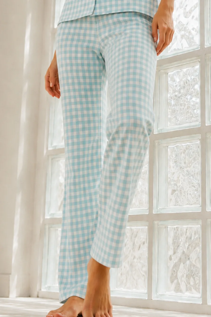 Kadın Genç Loose İpliği Boyalı Su Yeşili Pijama Takımı