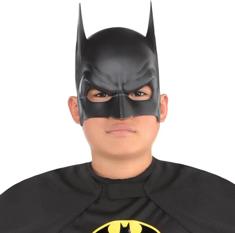 Siyah Renk Çuk Boy Arkadan Lastikli Batman Maskesi A Kalite  20x14 cm