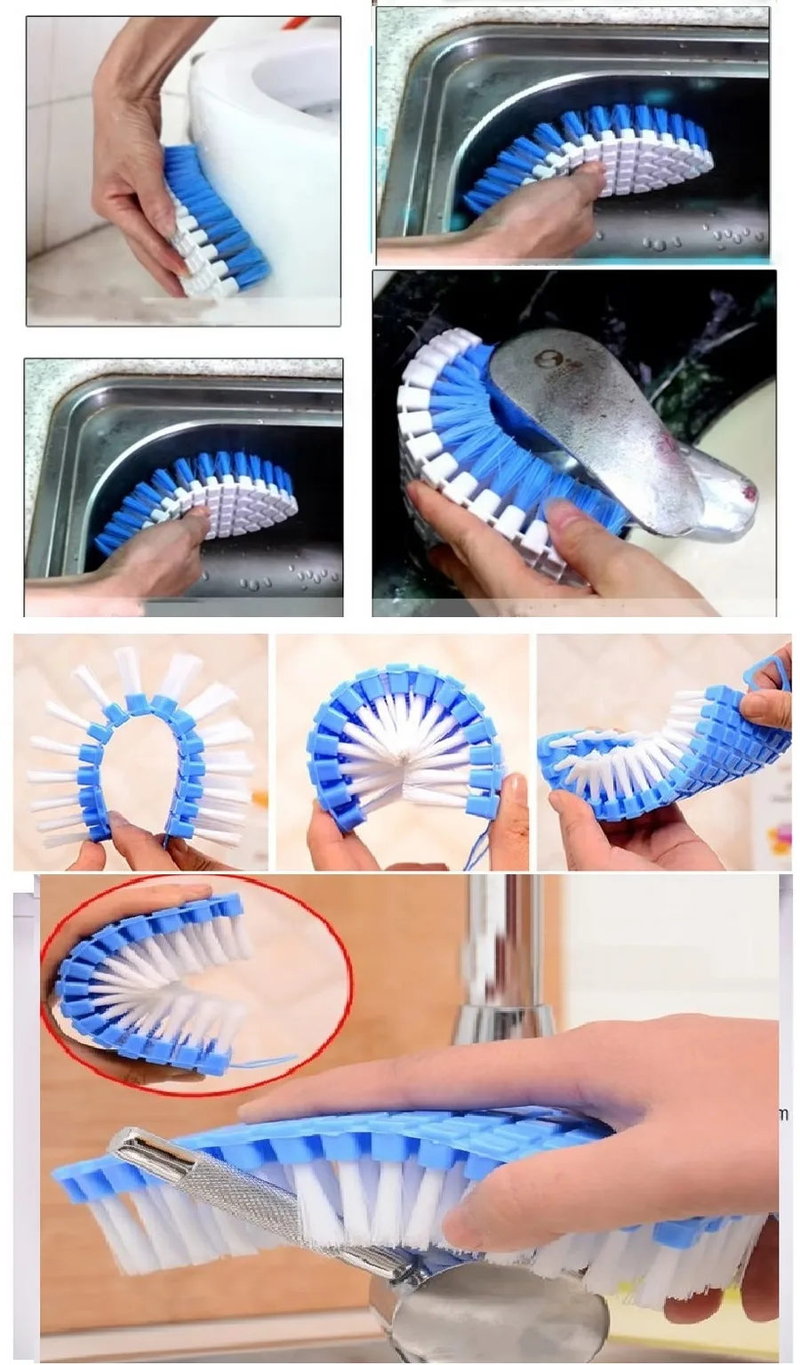 Bükülebilir  Esnek Kenar Köşe Labo Temizleme Fırçası Banyo Mutfak Fırçası