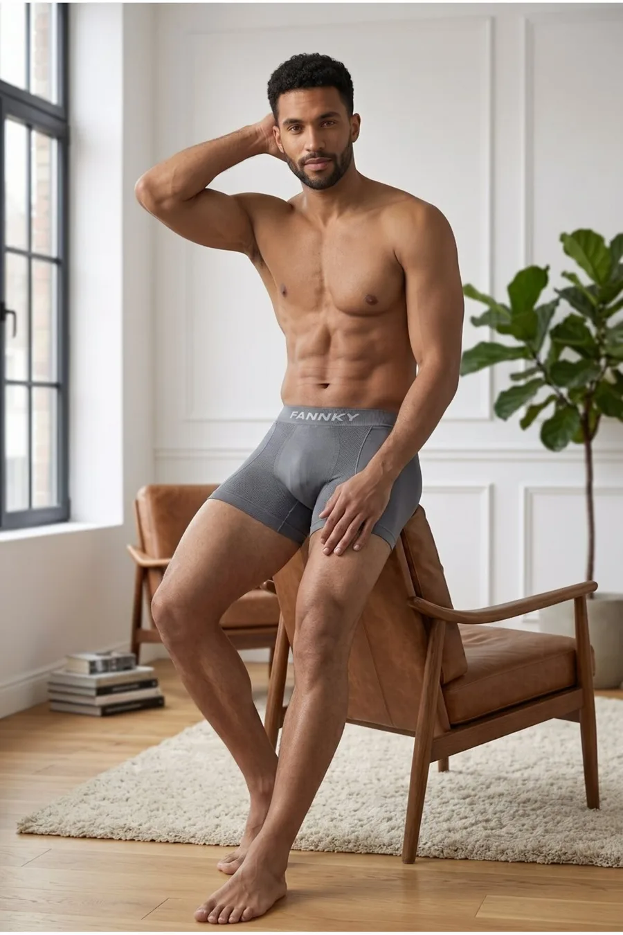 Erkek Rahat Esnek Seamless 3 Lü Boxer Füme