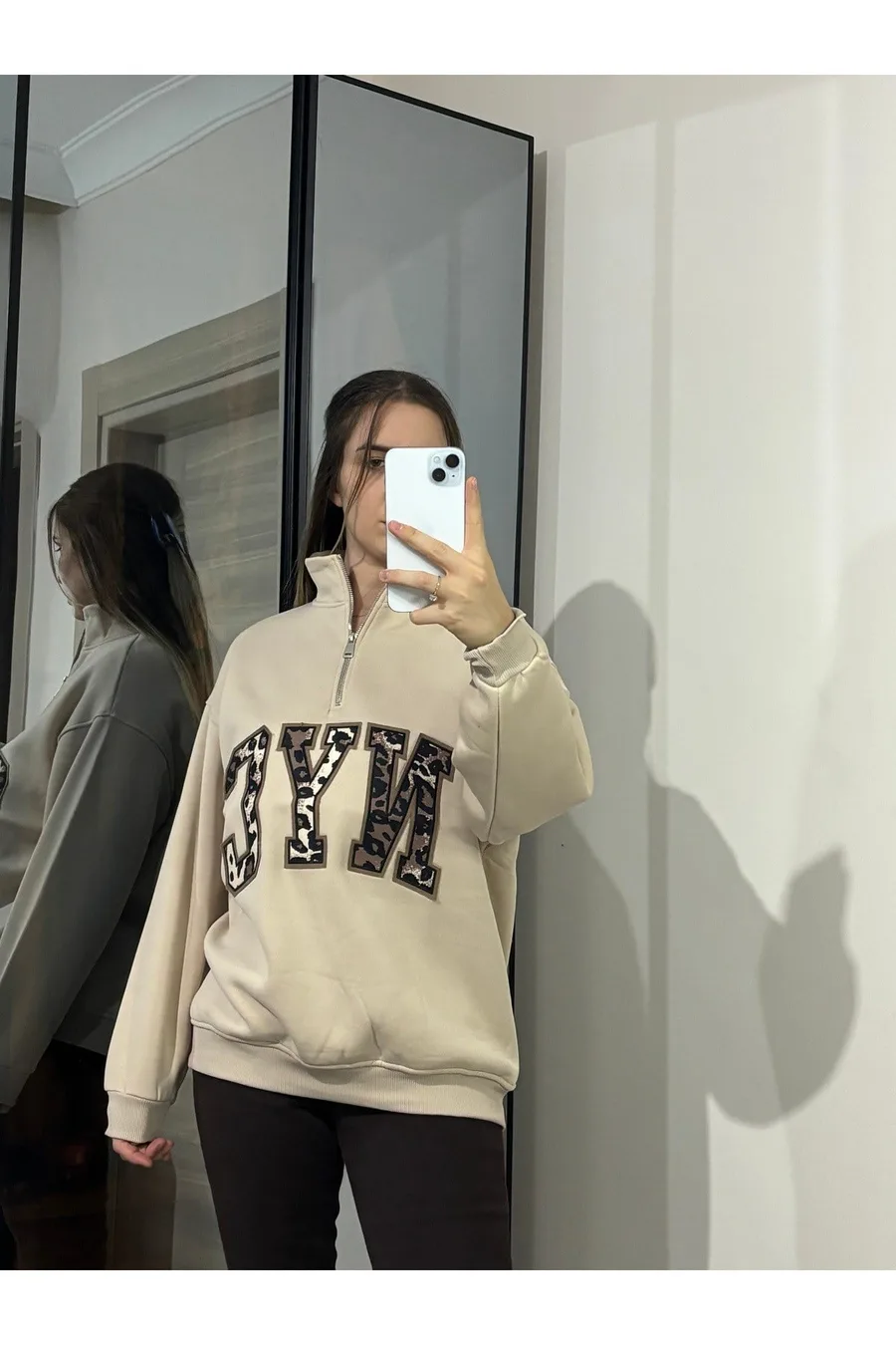 Nyc baskı Sweatshirt - Ekru