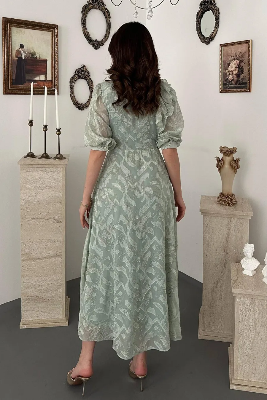 Mint Fiyonklu Elbise - Mint