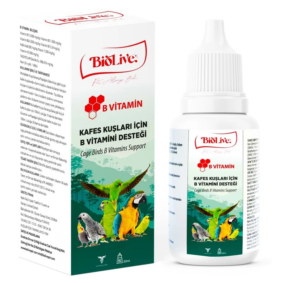 Biolive B-min Kuşlar İçin Tüy Döküm Desteği 50ml
