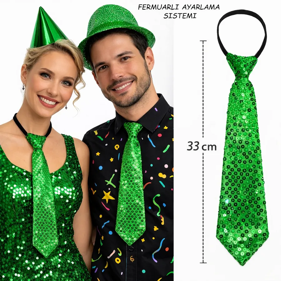 Yeşil Renk Pul Payetli Işıltılı Parti Kratı 33 cm