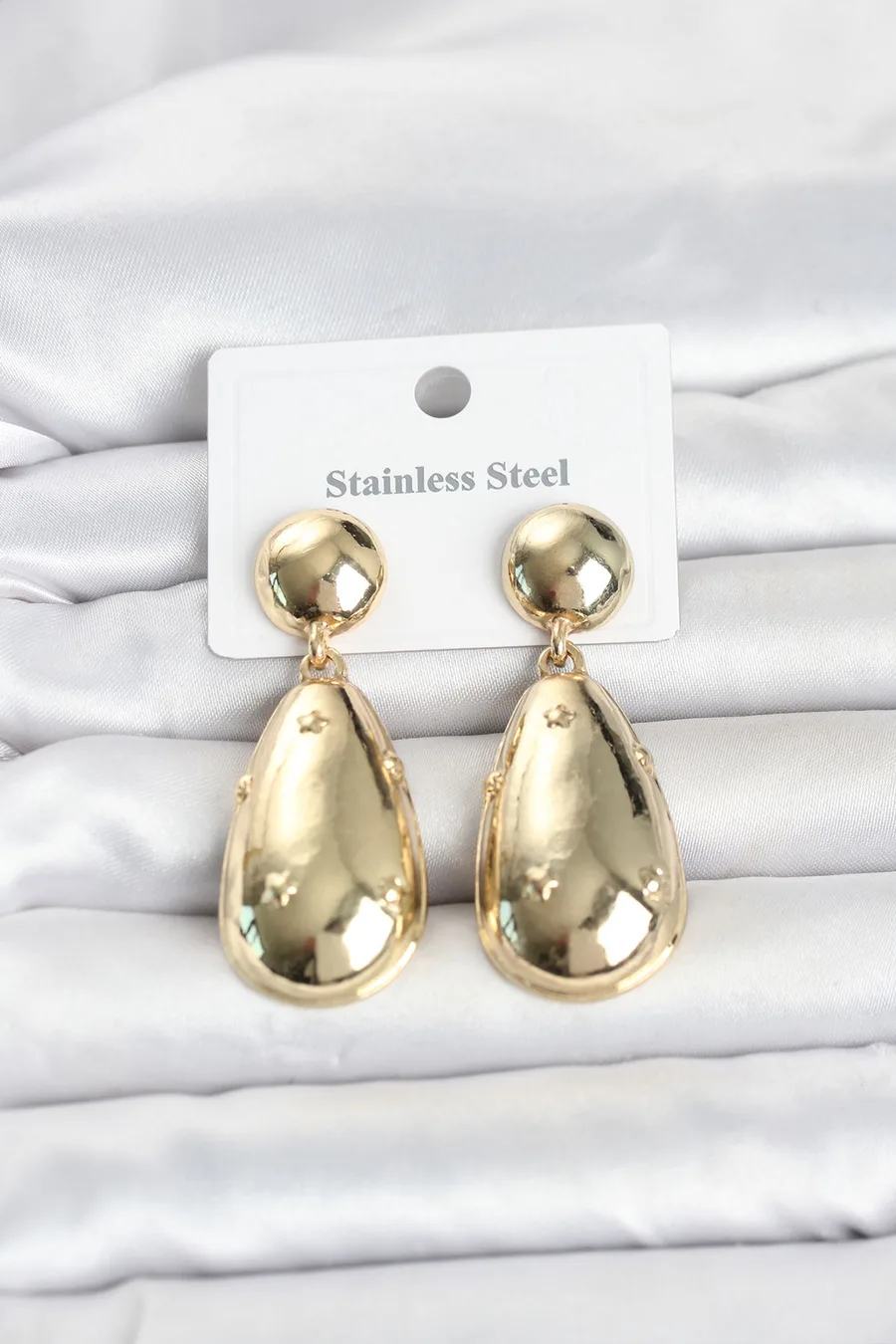 316L Çelik Gold Renk Damla Model Kadın Küpe