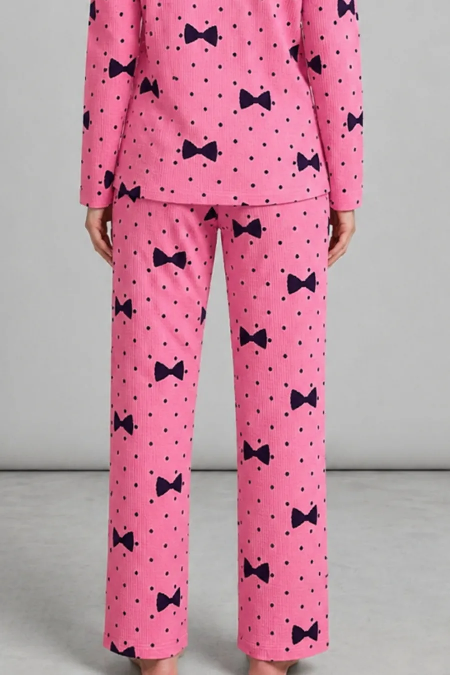 Kadın Desenli Nefes Alan Pembe Pijama Takımı 4694