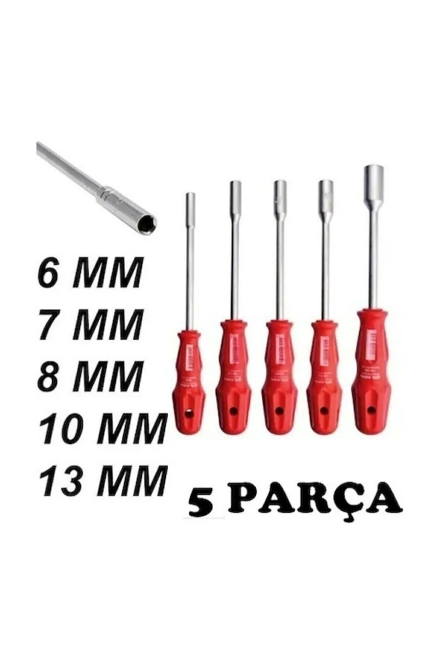 5 Adet Lokma Anahtar Tornida 6/7/8/10/13/mm Metal Altıgen
