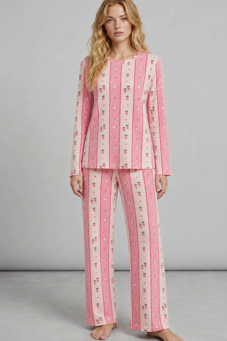 Kadın Bol Paça Relaxed Pembe Pijama Takımı 4692