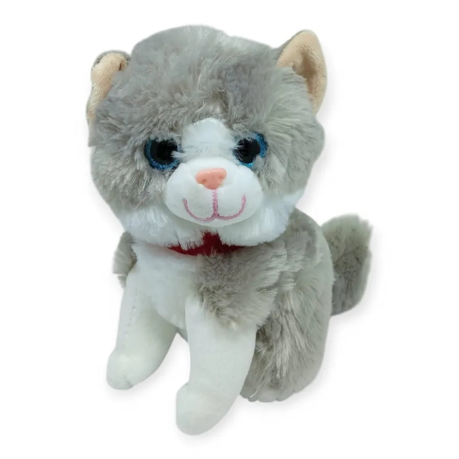 Sesli Peluş Kedi 25 cm - Gri - 1 ADET