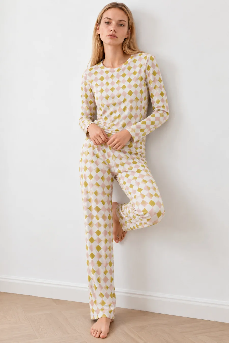 Kadın Kışlık Trend Sarı Gecelik Pijama Takımı 4862