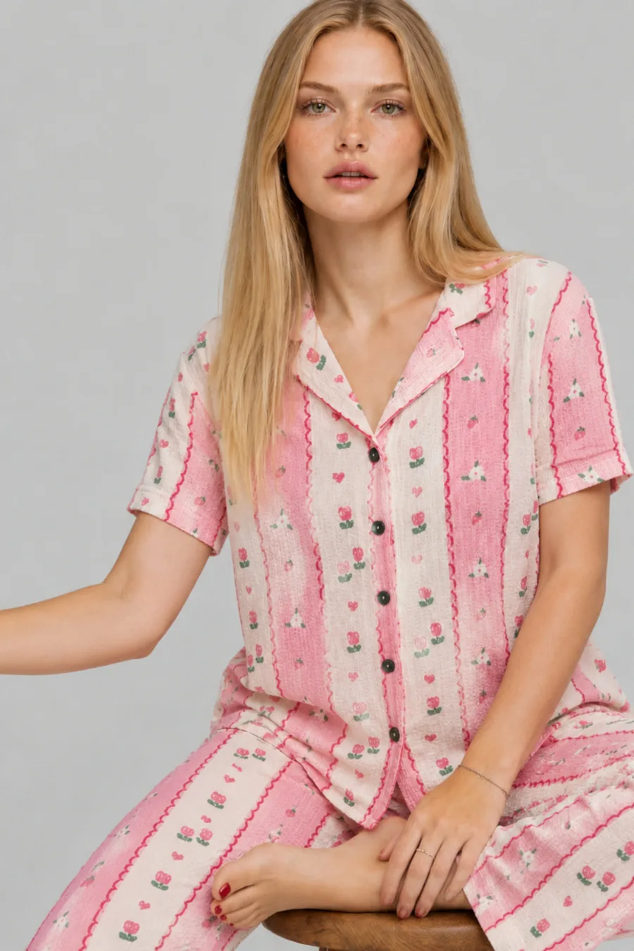 Kadın Kısa Kol Comfort Pembe Pijama Takımı 4738