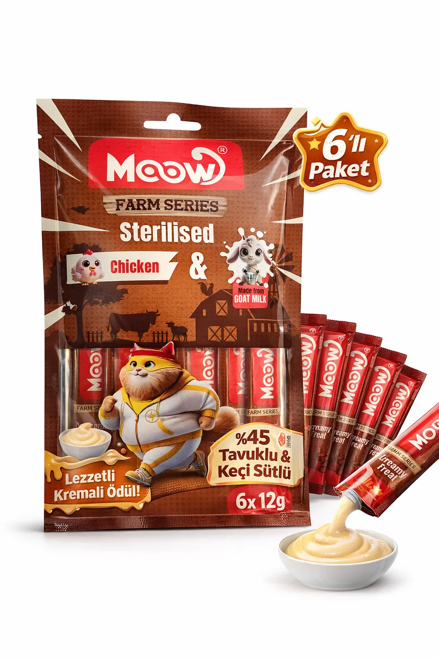 Tuklu Keçi Sütlü 12gr x 6 Adet  Kedi a Ödülü