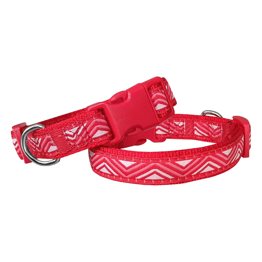 Daa Desenli Dokuma Köpek Boyun Tasması 2 cm x 31-47 cm Kırmızı