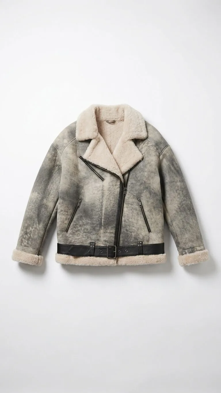 Oversize Kadın Kürk Eskitme Görünümlü Modern Kışlık Ceket Modası