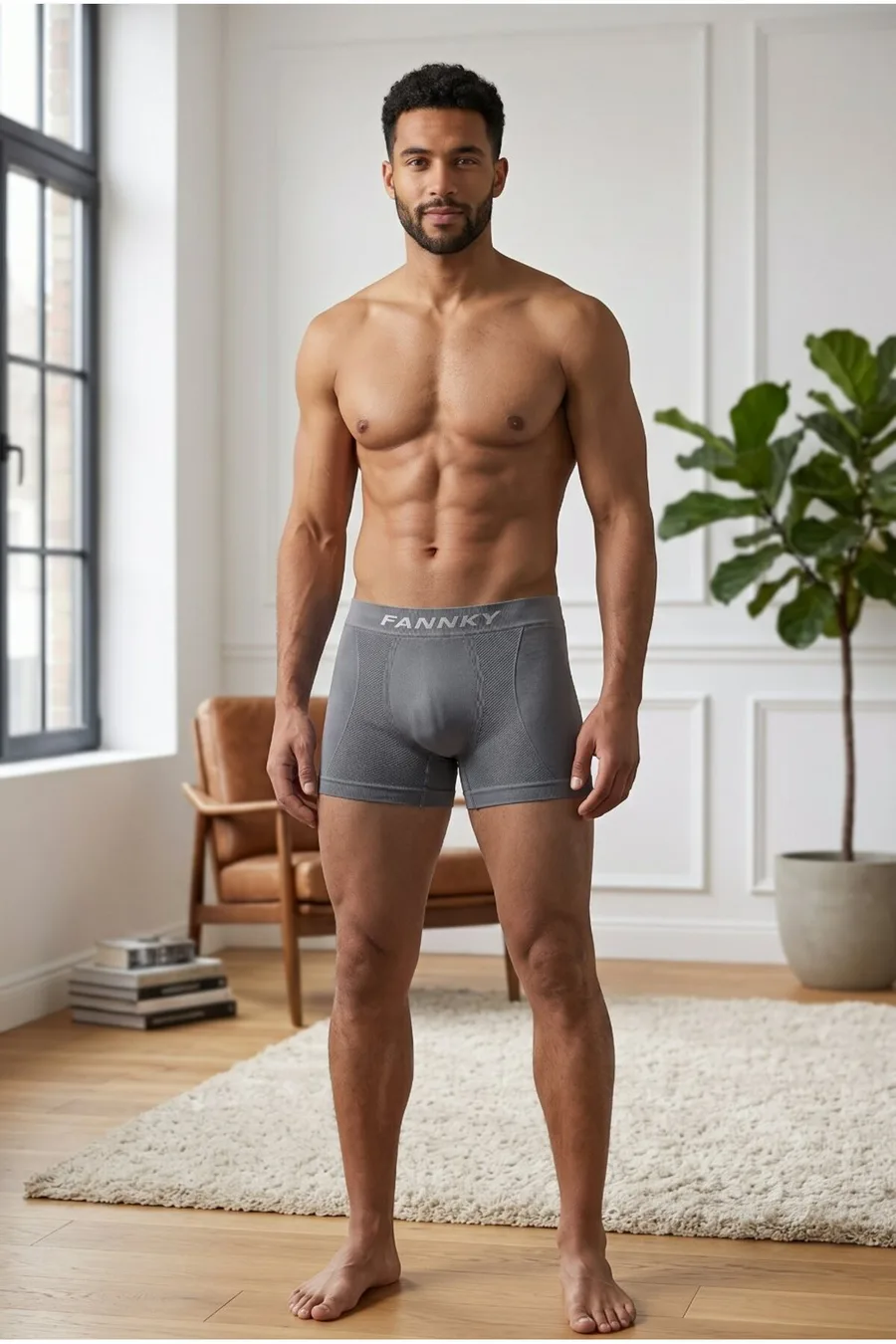 Erkek Rahat Esnek Seamless 2 Li Gri Boxer