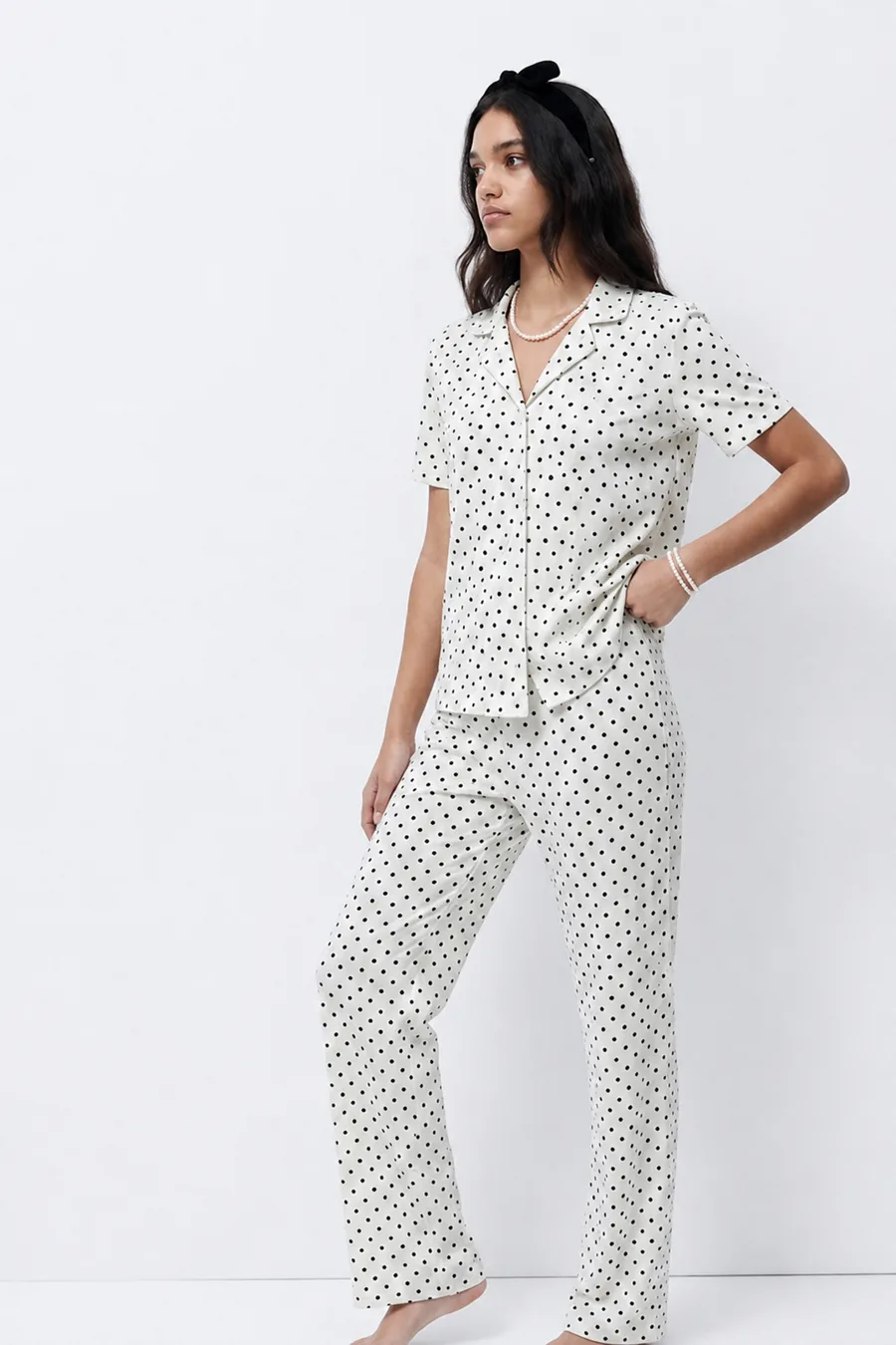 Standart Boy Elastanlı Kar Beyaz Pijama Takımı