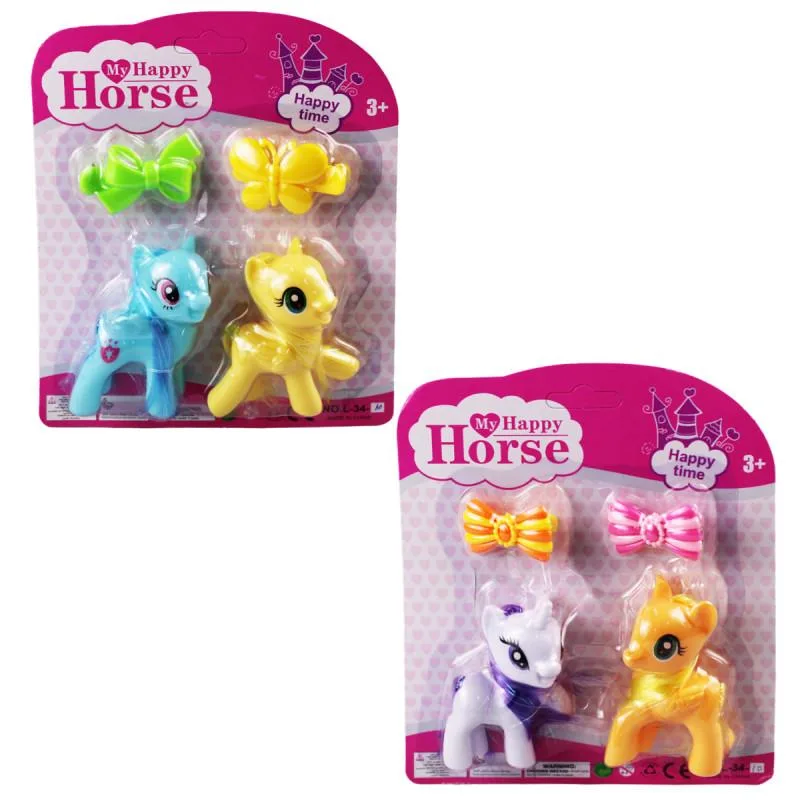 L-34-10 - Pony 2 Li Figür Set Tokalı Kartela - 1 Adet