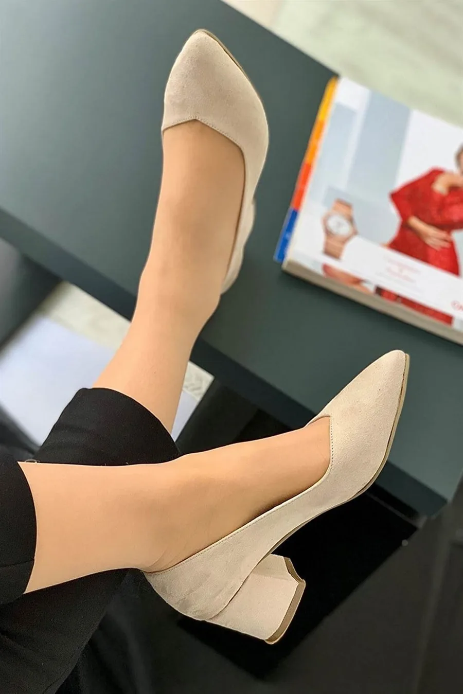 Kadın Casual Bağcıksız Kısa Ayakkabı Ayakkabı Şehir Süet Topuklu