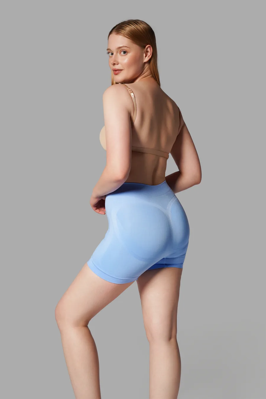 Push Up Seamless Dikişsiz Popo Şekillendirici Kısa Paçalı Korse 2064 Mavi