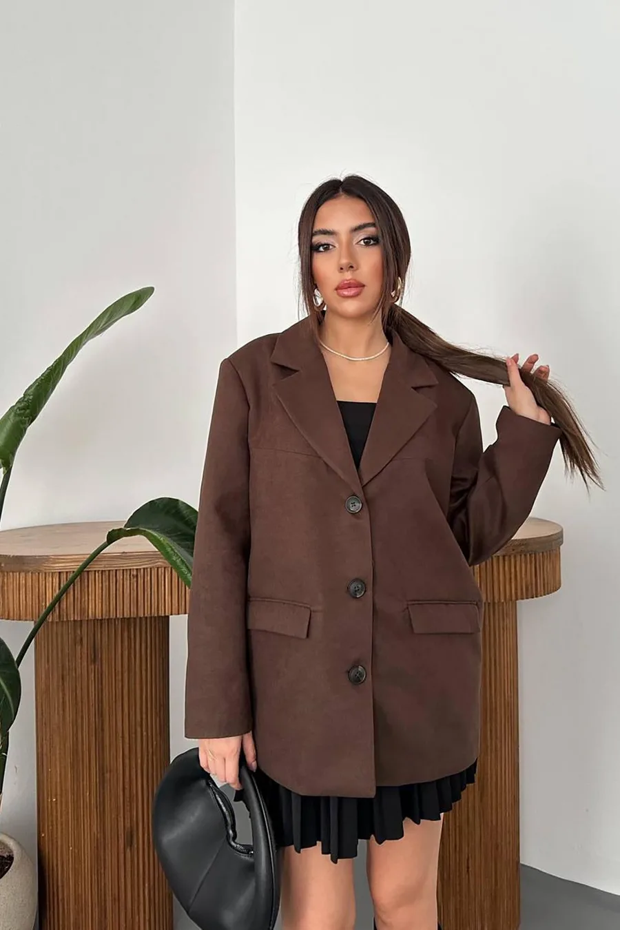 Kahverengi Blazer Süet Ceket