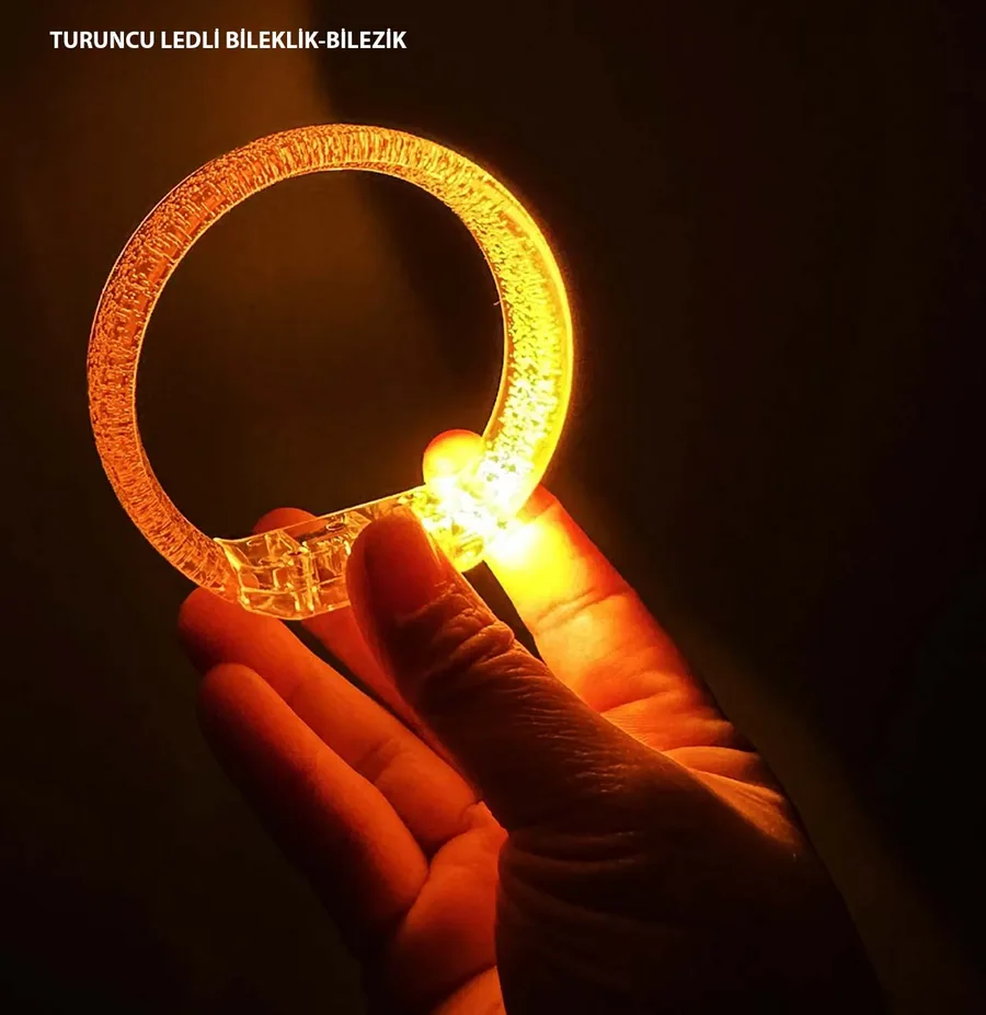 Tcu Led Işıklı Baskı Yapılabilen Pilli Bileklik Bilezik 1,5 cm Genişlik