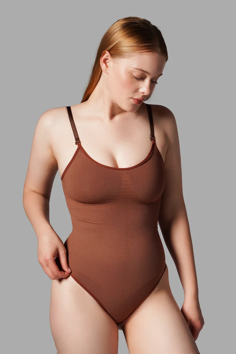 Çıtçıtlı String Body Korse 9052 Kahverengi
