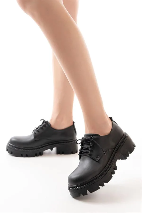 Kadın Casual Loafer Günlük Tabanlı Bağcıklı Ayakkabı Ayakkabı Yüksek