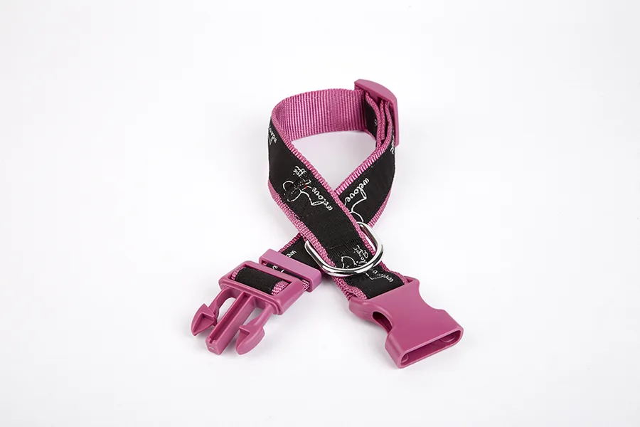 Köpek Desenli Dokuma Köpek Boyun Tasması 3 cm x 36-60 cm Mor