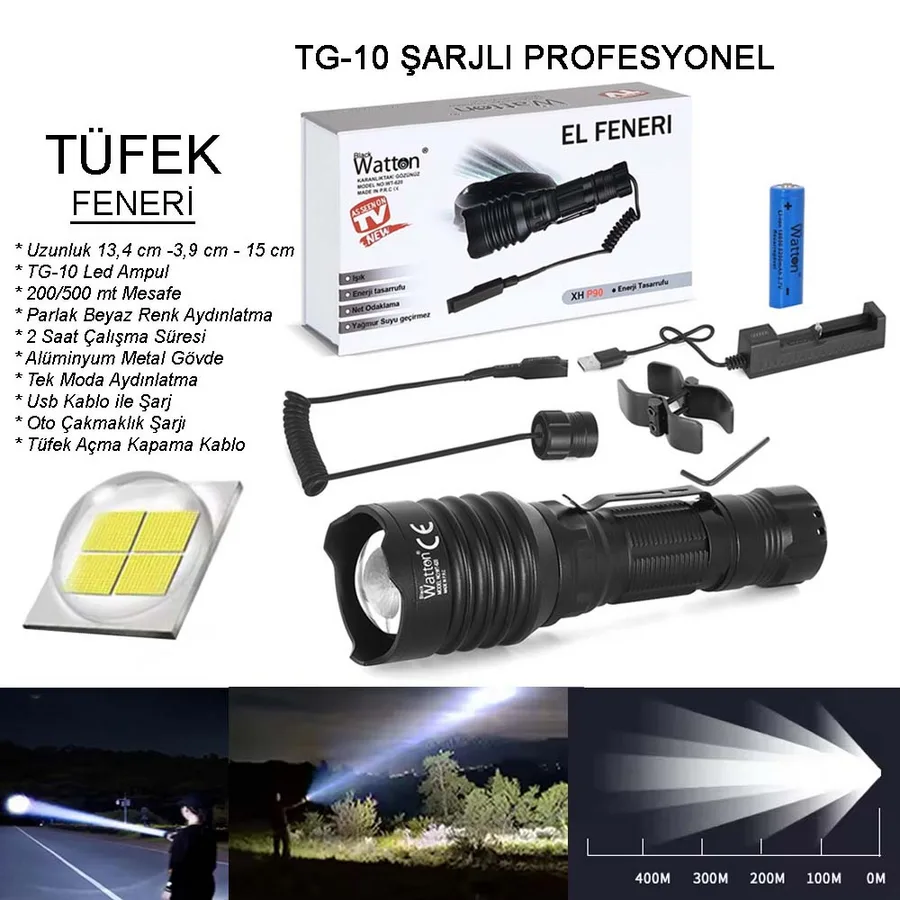 Tg-10 Şarjlı Profesyonel  Feneri Wt-620
