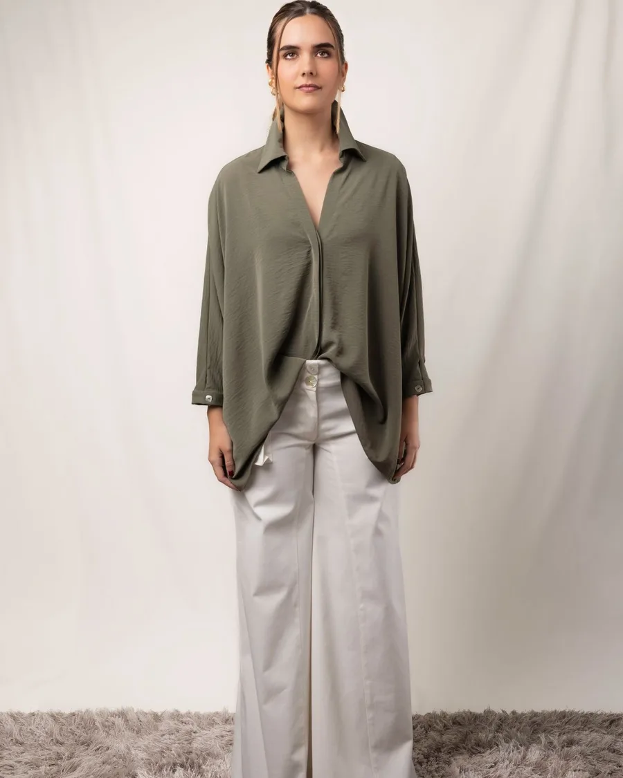 Xaki oversize köynək