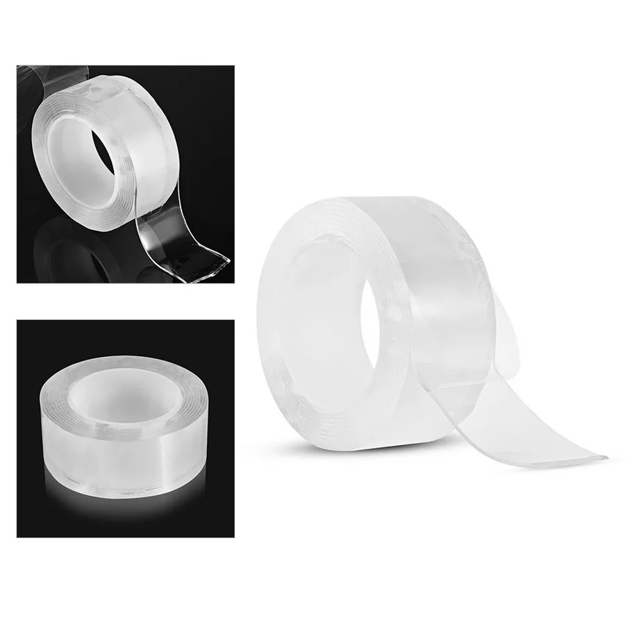 2 metre x 3 cm Şeffaf Güçlü Nano Çift Taraflı  Jel Yapıştırıcı Bant