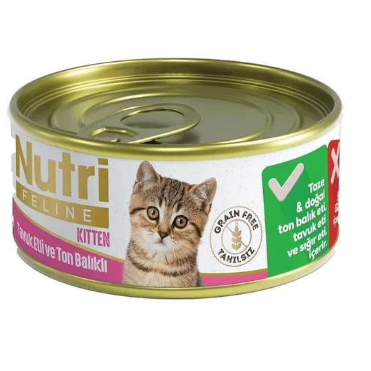 Nutri Feline Tahılsız Tuk Etli Ve Ton Balıklı Yru Kedi Konservesi 85gr
