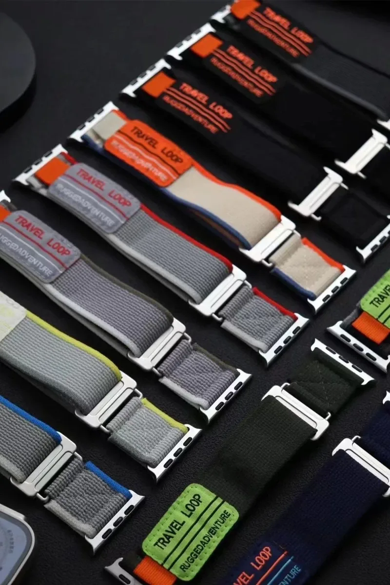 Apple Watch 38mm Uyumlu Alice Kumaş Kordon - Mavi-Gri