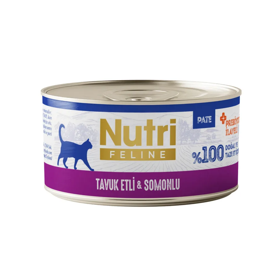 Nutri Feline Tuk Etli ve Somonlu Tahılsız Prebiyotik İleli Ezme Yetişkin Kedi Konservesi 70gr