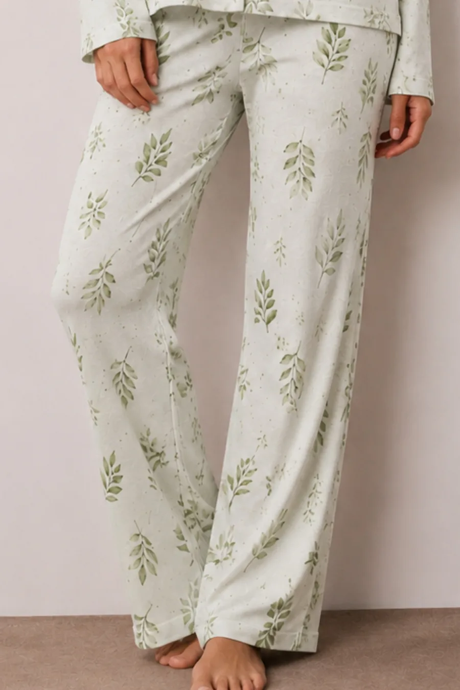 Kadın Düğmeli Kışlık Ev Çağla Yeşili Pijama Takımı