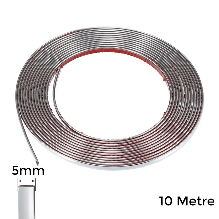 Yapışkanlı Nikelaj Şerit Bant Çıta 5mm 10 Metre Krom