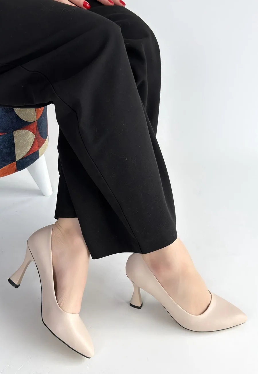 Ulba Bej Cilt Stiletto Ayakkabı
