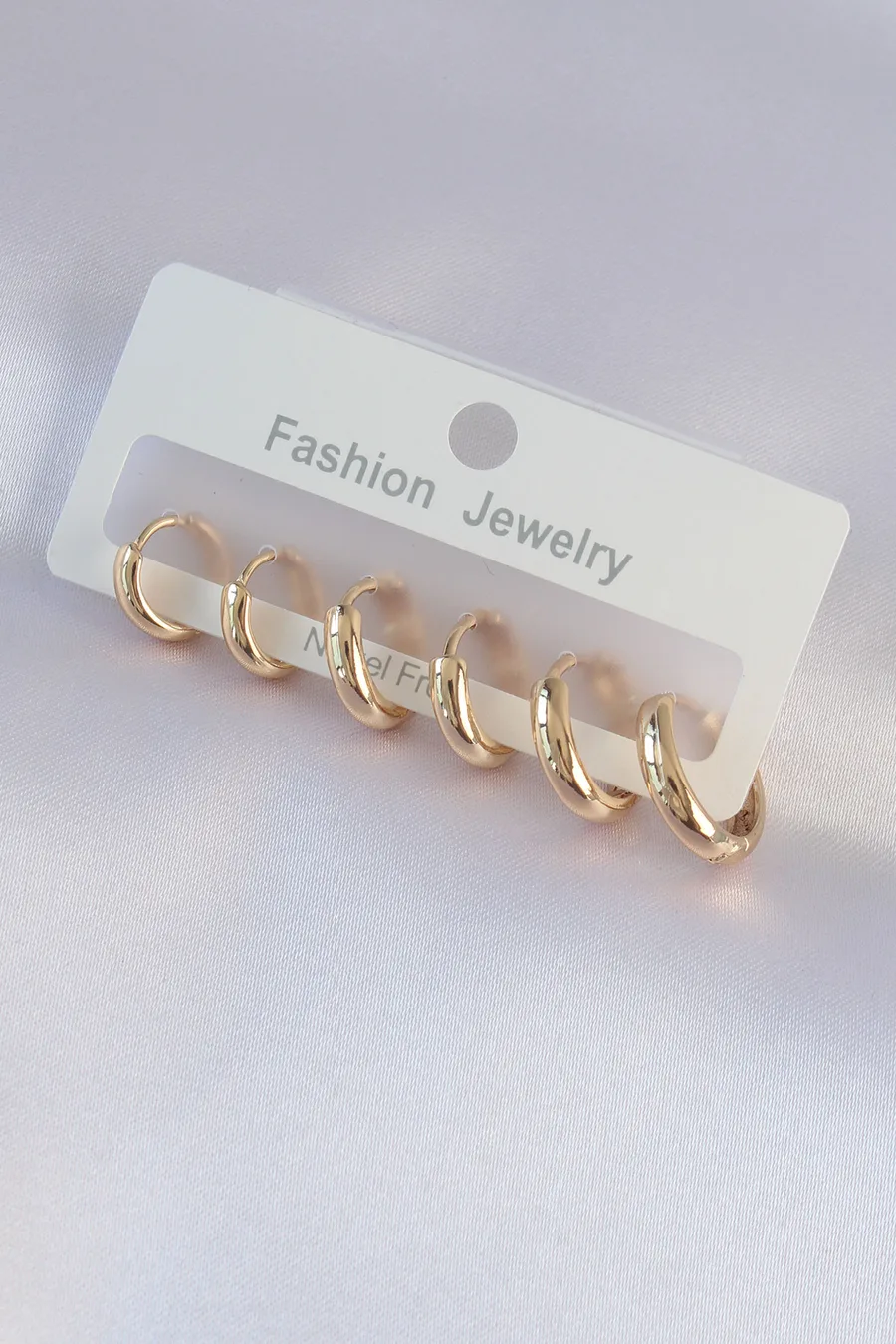 Brass Gold Color Oval Earring Set