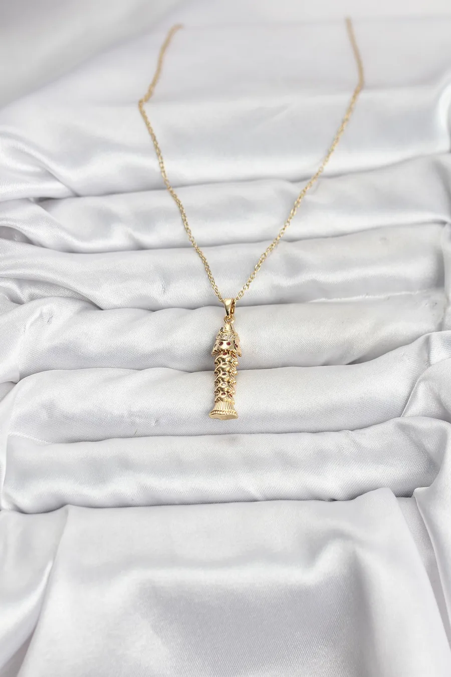 316L Steel Chain Gold Color Fish Model Zircon Stone Women's Necklace