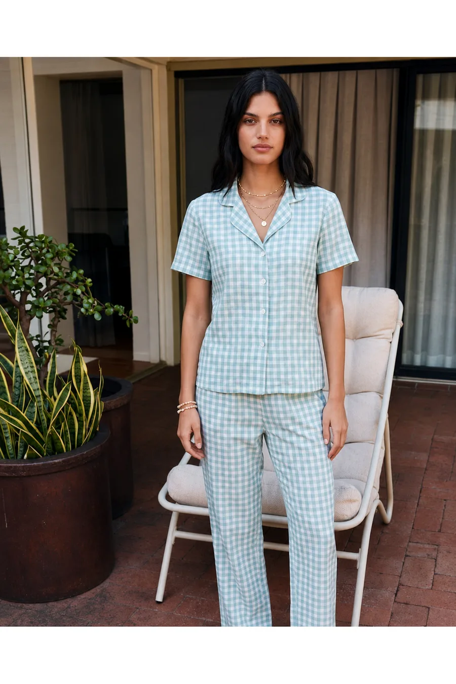 Viskon Karışım Homewear Su Yeşili Pijama Takımı