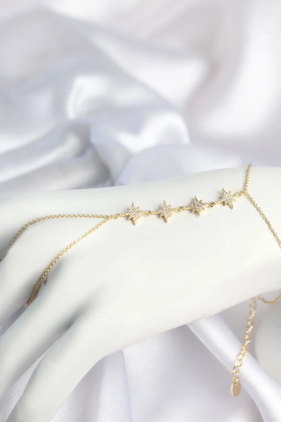Gold Renk Zirkon Taşlı Sıralı Kutup Yıldızı Model Şahmeran
