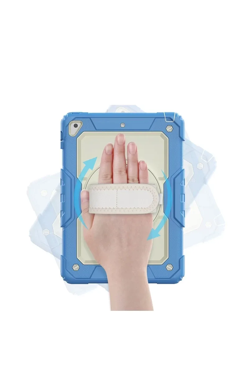Apple iPad 5 Air 9.7 Kılıf Strap New Tablet Kapak - Mavi
